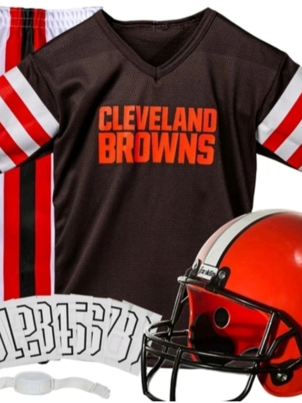 Cleveland Brown Deluxe Uniform 5pc Set by Franklin Sports Small